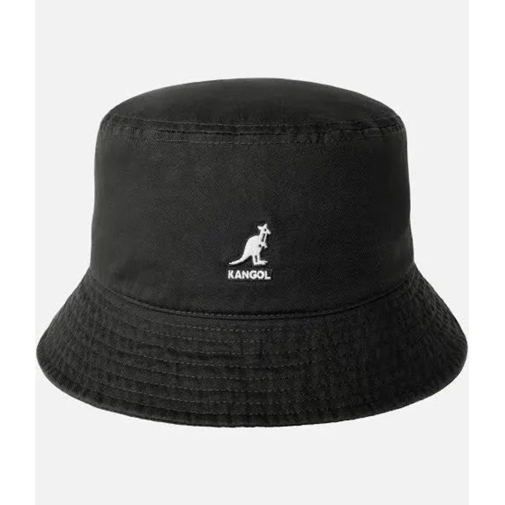 Kangol Black Bucket Hat with White Logo New
